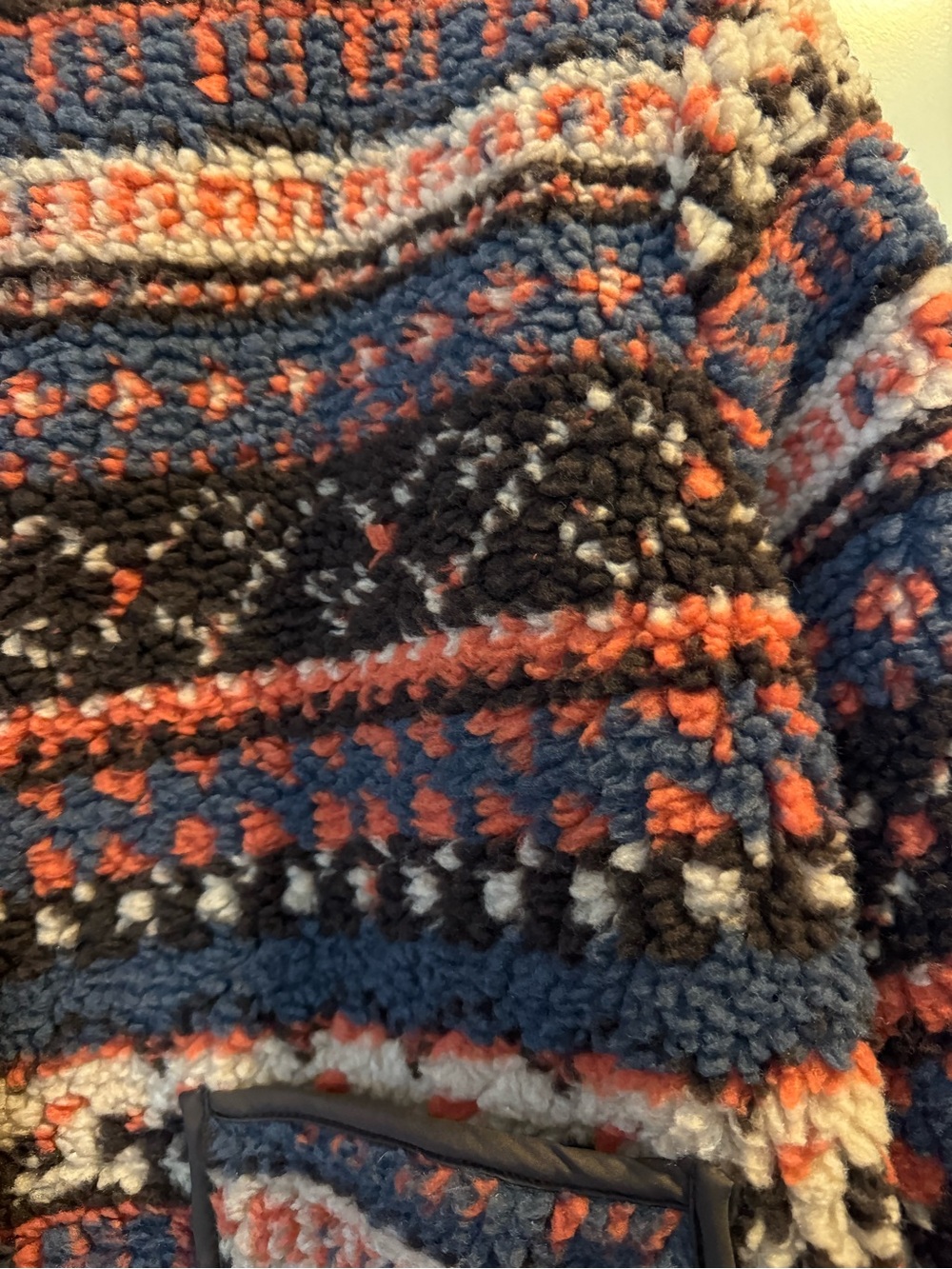 Cider Multicolor Bouclé Zip-Front Cardigan Jacket - Navy, Rust & Cream - Picture 3 of 4